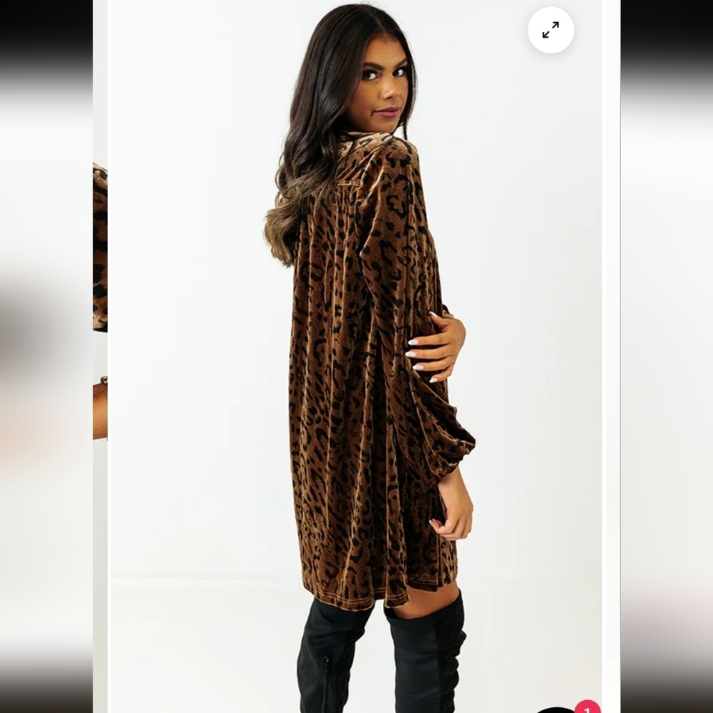 JODIFL Leopard Print Brown Dress_Small